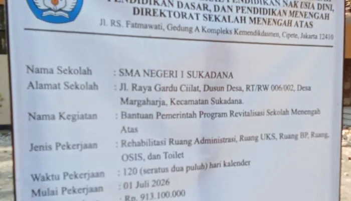 SMAN 1 Sukadana Giat Kerjakan Program Bantuan Revitalisasi